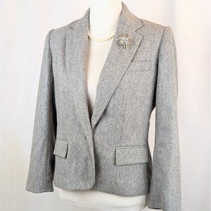 Women's Gray Wool Fitted Blazer Jacket Sz M Vintage 1980s Ladies Grey Wool Coat